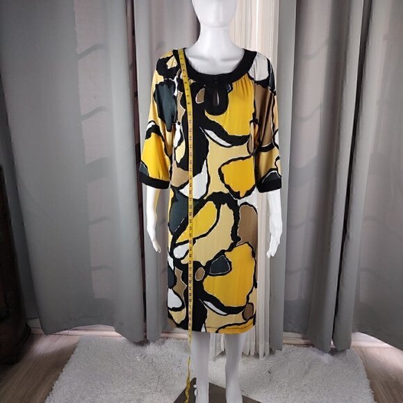 Chico's Multi Color Pebble Print Keyhole Front Scoop Neck Jersey Size 1 = US 8 - Picture 5 of 12